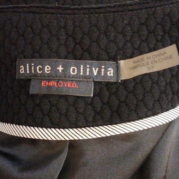 Alice + Olivia Jacket Sz SP Black LAMB LEATHER TRIM Puff Quilted Blazer Regency - Picture 12 of 16